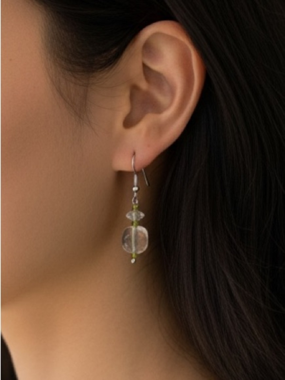 Handcrafted Glass Lampwork Bead Earrings | Green And Glass Beads Handmade